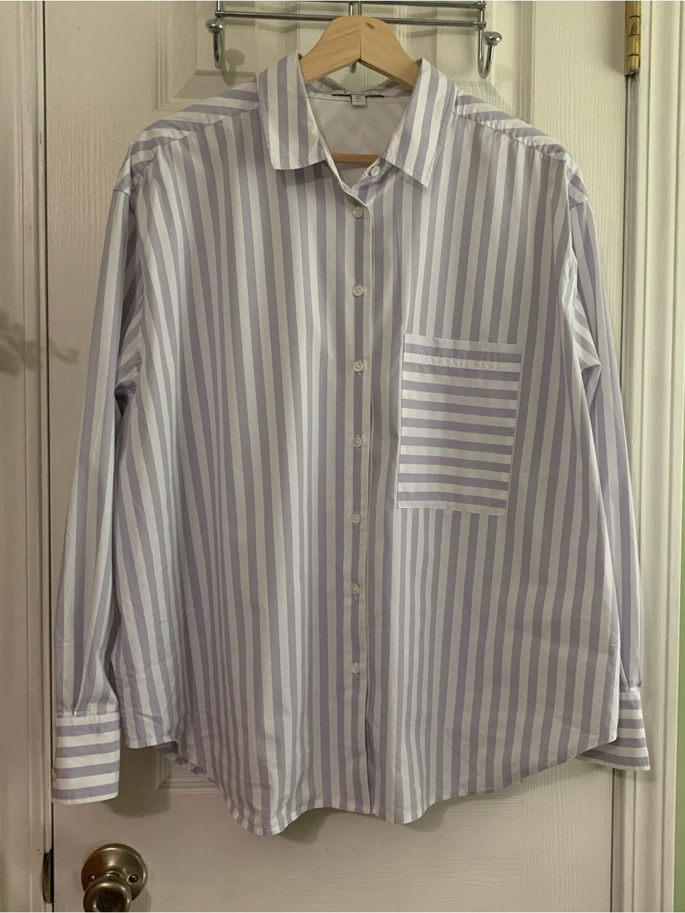 AYR The Deep End classic button down in lavender stripe - Picture 2 of 12
